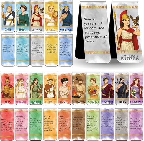 Greek Mythology Magnetic Bookmarks, 30pcs Olympian Gods Magnetic Page Clips Bookmarks, Greek Gods Page Marker Clips, Htabiol Greek Mythology Gifts, Suit for Percy Jackson Party, Camp Half Blood Party in Kuwait