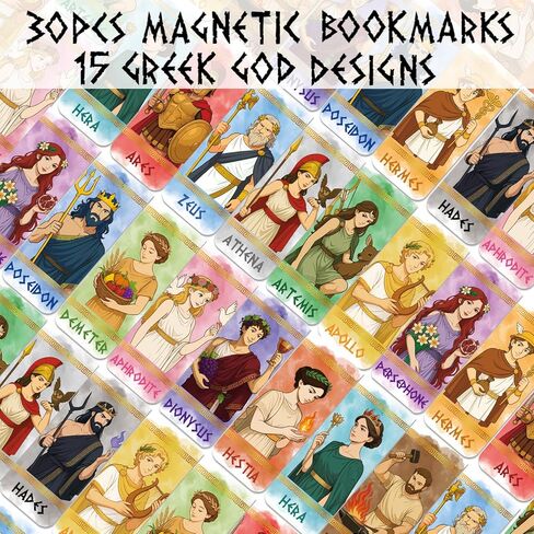 Greek Mythology Magnetic Bookmarks, 30pcs Olympian Gods Magnetic Page Clips Bookmarks, Greek Gods Page Marker Clips, Htabiol Greek Mythology Gifts, Suit for Percy Jackson Party, Camp Half Blood Party in Kuwait
