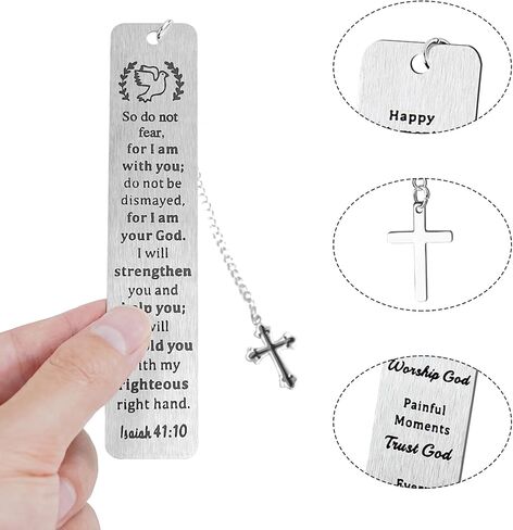 هدايا المرجعية المسيحية للنساء والرجال، علامات الكتاب المقدس المعدنية السائبة مقاس 5 بوصات مع قلادة متقاطعة، هدية مرجعية دينية هدايا إيمانية (عبوة من 4) in Kuwait