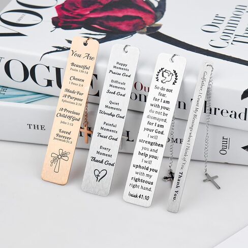 هدايا المرجعية المسيحية للنساء والرجال، علامات الكتاب المقدس المعدنية السائبة مقاس 5 بوصات مع قلادة متقاطعة، هدية مرجعية دينية هدايا إيمانية (عبوة من 4) in Kuwait