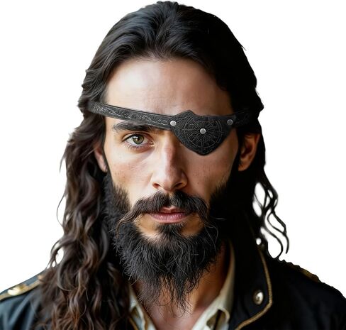 HiiFeuer Medieval Embossed Pirate Eye Patch, Vintage Faux Leather Eye Mask Viking Accessories, Renaissance Eye Cover Cosplay in Kuwait