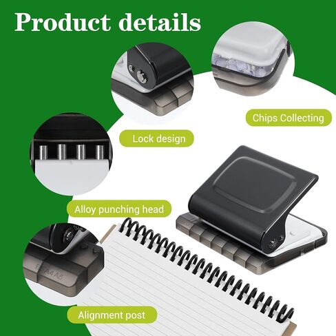 10 Hole Punch Binding Machine for Planners with 12 Multi-Color Binder Rings, 30 Holes on A4, 20 Holes on A5, 26 Holes on B5, 10 Sheet Capacity in Saudi Arabia