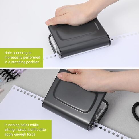 10 Hole Punch Binding Machine for Planners with 12 Multi-Color Binder Rings, 30 Holes on A4, 20 Holes on A5, 26 Holes on B5, 10 Sheet Capacity in Saudi Arabia