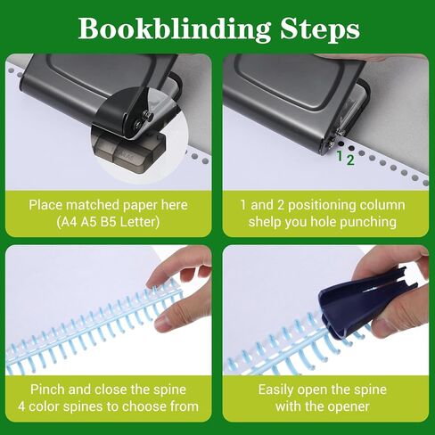 10 Hole Punch Binding Machine for Planners with 12 Multi-Color Binder Rings, 30 Holes on A4, 20 Holes on A5, 26 Holes on B5, 10 Sheet Capacity in Saudi Arabia