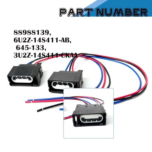 6U2Z-14S411-AB Turn Signal Corner Light Parking Tail Lamp Connector Plug Pigtail Harness Fits for Ford 2004-2014 F150 E150 E250 1999-2020 F250 F350 Super Duty Replaces 88988139 645-133 2pcs in Kuwait