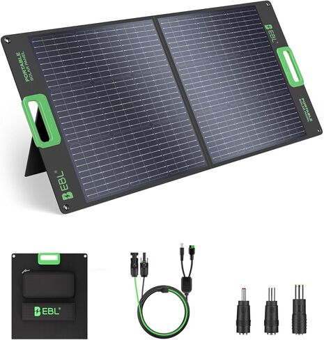 EBL 100W Portable Solar Panel, 18V Foldable Solar Charger for Power Station, Waterproof IP65 High-Efficiency Battery Charger for Outdoor Camping RV Trip Offgrid Living in Saudi Arabia