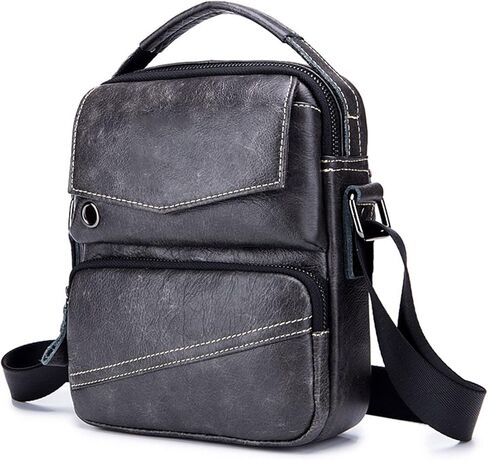 Leather Laptop Messenger Bag - Water-Resistant Shoulder Satchel Crossbody, Briefcase for Work College(Black) in Kuwait