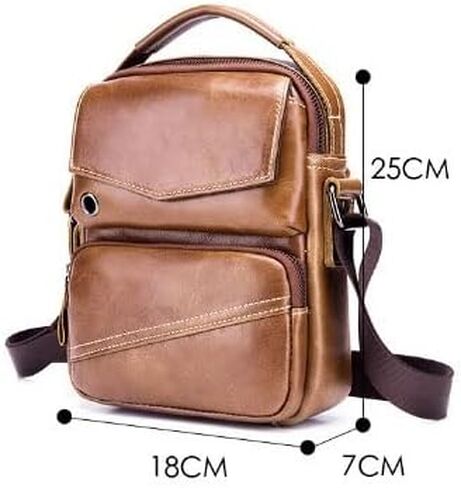 Leather Laptop Messenger Bag - Water-Resistant Shoulder Satchel Crossbody, Briefcase for Work College(Black) in Kuwait