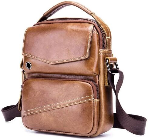 Leather Laptop Messenger Bag - Water-Resistant Shoulder Satchel Crossbody, Briefcase for Work College(Black) in Kuwait