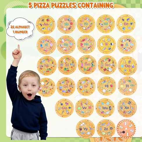 Alphabet Pizza Puzzles, 156 Common Sight Words 1 Number Puzzle, Learning Phonics Games, ABC Learning Puzzles for Kids Aged 3-5 Kindergarten Preschool Education Boys Girls Gifts in Kuwait