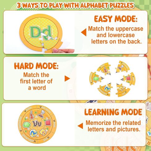 Alphabet Pizza Puzzles, 156 Common Sight Words 1 Number Puzzle, Learning Phonics Games, ABC Learning Puzzles for Kids Aged 3-5 Kindergarten Preschool Education Boys Girls Gifts in Kuwait