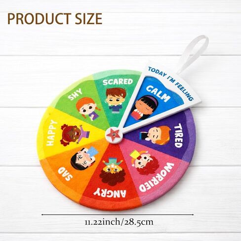 Feelings Wheel,11.22inch Emotion Wheel for Preschool Children with Emotional Expression Needs, Portable Felt Communication Tool for Classrooms in Kuwait