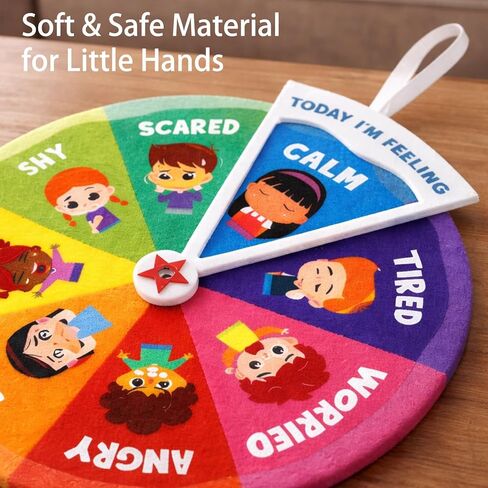 Feelings Wheel,11.22inch Emotion Wheel for Preschool Children with Emotional Expression Needs, Portable Felt Communication Tool for Classrooms in Kuwait
