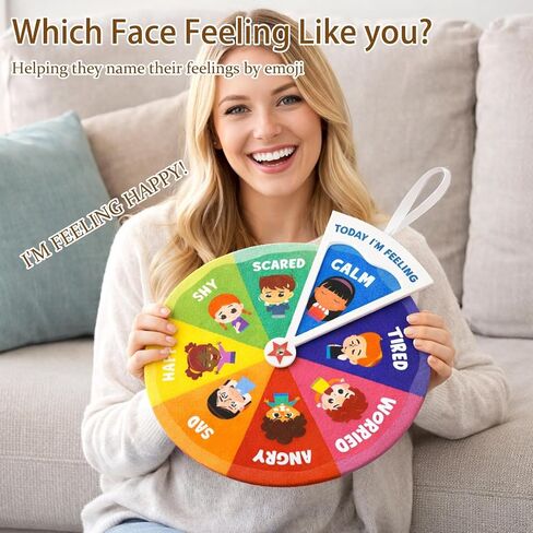 Feelings Wheel,11.22inch Emotion Wheel for Preschool Children with Emotional Expression Needs, Portable Felt Communication Tool for Classrooms in Kuwait