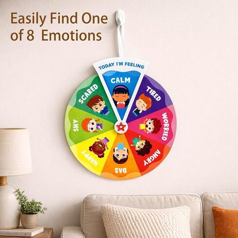 Feelings Wheel,11.22inch Emotion Wheel for Preschool Children with Emotional Expression Needs, Portable Felt Communication Tool for Classrooms in Kuwait