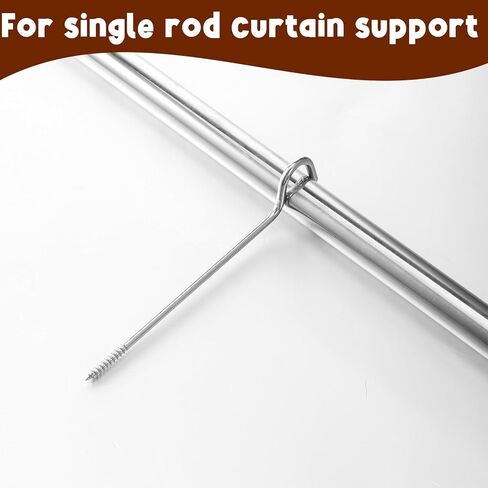 4 PCS Single Curtain Rod Support, Silver Simple Curtain Rod Support Bracket Middle Metal Curtainrod Center Supporting Without Screws for Supporting Curtains Poles (4.8 inches long) in Saudi Arabia