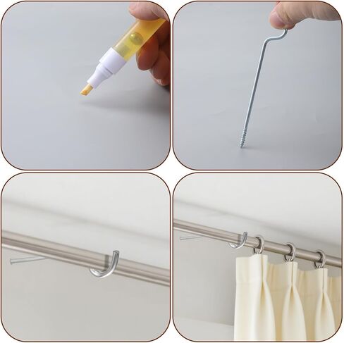 4 PCS Single Curtain Rod Support, Silver Simple Curtain Rod Support Bracket Middle Metal Curtainrod Center Supporting Without Screws for Supporting Curtains Poles (4.8 inches long) in Saudi Arabia