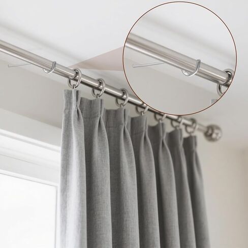 4 PCS Single Curtain Rod Support, Silver Simple Curtain Rod Support Bracket Middle Metal Curtainrod Center Supporting Without Screws for Supporting Curtains Poles (4.8 inches long) in Saudi Arabia