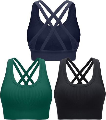 RUNNING GIRL Sports Bras for Women,Strappy Sports Bra Criss Cross Back Longline Running Sports Bra for Women High Support in Kuwait