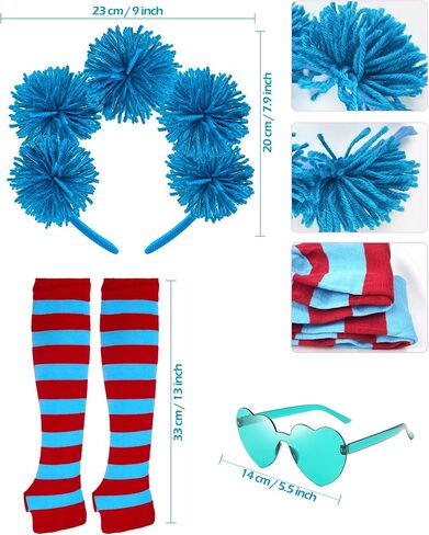 Hikkcos Halloween Red and Blue Costume Tutu Skirt Set 80s Women Costume Accessories Outfits Tutu Skirt, Blue Pom Pom Headband for Halloween Book Week Party in Saudi Arabia