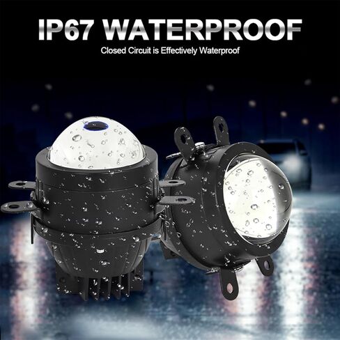 مصابيح ضباب LED مطورة من FLYANT 2025 - مصابيح ضباب لجهاز العرض عالية الأداء بقدرة 55 وات، قابلة للتبديل بثلاثة ألوان، مجموعة مصابيح أمامية مدمجة ذات شعاع عالٍ/منخفض متوافقة مع هوندا وفورد ومجموعة مصابيح الضباب ذات 4 زوايا in Kuwait