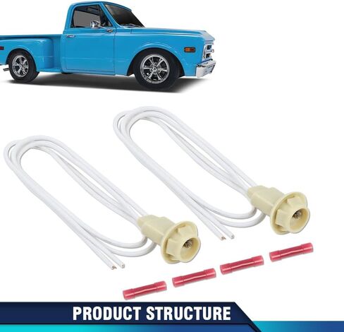 PIT66 Pair Side Marker Light Lens Bulb Socket Compatible with Chevy/GMC Pickup Trucks 1967-1991 (Fits Front and Rear Sides) in Saudi Arabia