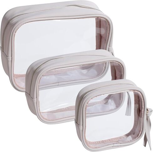 حقيبة أدوات الزينة الشفافة بحجم السفر من BS-MALL - منظم مكياج مقاوم للماء للفرش وظلال العيون - حقائب هدايا للاستخدام اليومي وأساسيات السفر in Kuwait