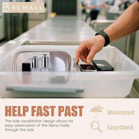 حقيبة أدوات الزينة الشفافة بحجم السفر من BS-MALL - منظم مكياج مقاوم للماء للفرش وظلال العيون - حقائب هدايا للاستخدام اليومي وأساسيات السفر in Kuwait