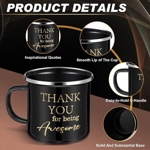 DERTE 4 Sets Thank You Gifts for Men Coworker Staff Employee Appreciation Gift 12oz Enamel Motivational Mug Leather Toiletry Bag Inspirational Keychain for Teacher Volunteer Christmas Birthday in Kuwait