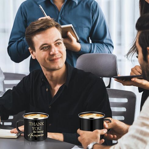 DERTE 4 Sets Thank You Gifts for Men Coworker Staff Employee Appreciation Gift 12oz Enamel Motivational Mug Leather Toiletry Bag Inspirational Keychain for Teacher Volunteer Christmas Birthday in Kuwait