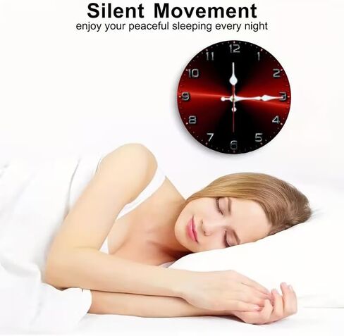 Wall Clock, Silent Non Ticking Battery Operated,Red & Black Radial Clock Decorative for Bathroom Kitchen Bedroom 10 inch & 12 inch, Ships Next Day，No Battery in Saudi Arabia