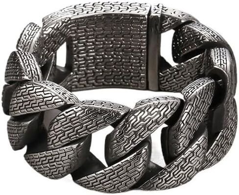 Kemstone Titanium Steel Trident Link Bracelet for Men – 31mm Wide Heavy Chain in Saudi Arabia