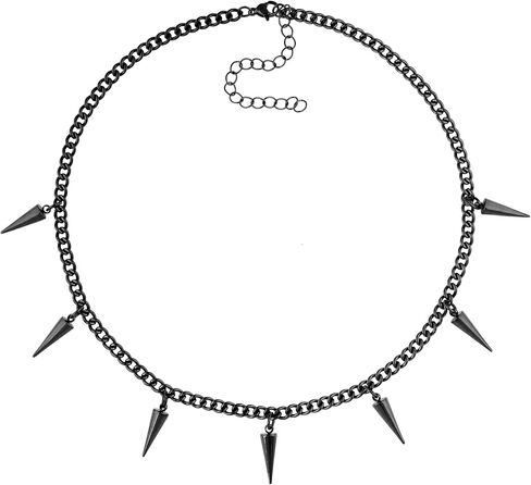Sacina Silver-tone Chunky Chain Spike Necklace, Grunge Necklaces, Punk Necklace, Gothic Goth Necklace, Emo Necklace, Christmas New Year Jewelry Gift For Women in Kuwait