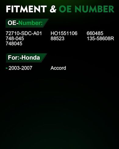 منظم نوافذ الطاقة لجانب الركاب الخلفي الأيمن مع محرك لـ: -Honda Accord 2003 2004 2005 2006 2007، لـ Accord 03 04 05 06 07، مع 2 Pin OE # 748-045 HO1551106 88523 660485 in Saudi Arabia