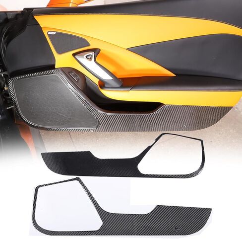 Sekhyna Soft Carbon Fiber 2PCS Car Door Anti Kick Mat Sticker Trim Compatible with C7 Stingray Corvette 2014-2019 Interior Door Panel Decals Sticker Accessories (All inclusive-Black Carbon) in Saudi Arabia