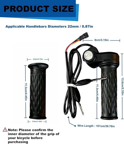 خنق تويست كامل لسلسلة Ridstar Q20/H20، خنق Ebike مقاوم للماء بثلاثة دبابيس مع قفل مفتاح، قابس الجهد الكهربائي العالمي والتشغيل خنق يناسب المقاود 22 مم، مقابض مضادة للانزلاق للدراجات الكهربائية/الدراجات البخارية in Kuwait
