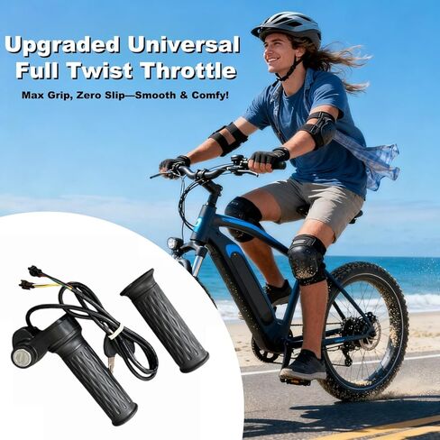 خنق تويست كامل لسلسلة Ridstar Q20/H20، خنق Ebike مقاوم للماء بثلاثة دبابيس مع قفل مفتاح، قابس الجهد الكهربائي العالمي والتشغيل خنق يناسب المقاود 22 مم، مقابض مضادة للانزلاق للدراجات الكهربائية/الدراجات البخارية in Kuwait