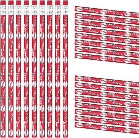 100 Pcs Stop Drop and Roll Fire Safety Pencils with Erasers Safety Themed Awareness Pencils Bulk for Community Programs Police and Firefighter Activities Education in Saudi Arabia