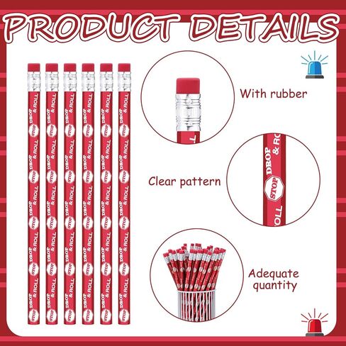 100 Pcs Stop Drop and Roll Fire Safety Pencils with Erasers Safety Themed Awareness Pencils Bulk for Community Programs Police and Firefighter Activities Education in Saudi Arabia