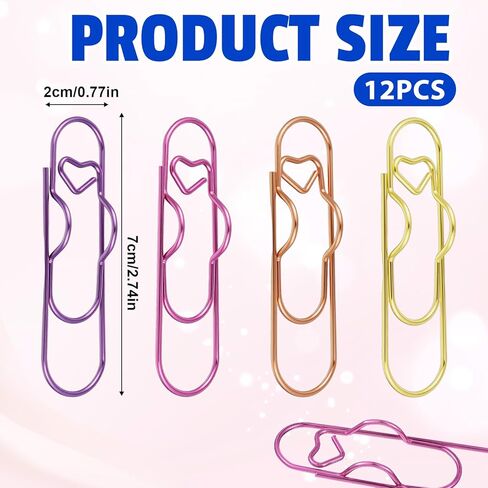 cobee 12 Pcs Metal Pen Holder Clips for Notebook, 2.8 Inch Jumbo Heart Paper Clips Portable Pencil Clip Holder Planner Accessories for Notebooks Books Papers Journal Jumbo Office Supplies(4 Colors) in Saudi Arabia