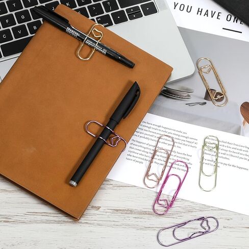 cobee 12 Pcs Metal Pen Holder Clips for Notebook, 2.8 Inch Jumbo Heart Paper Clips Portable Pencil Clip Holder Planner Accessories for Notebooks Books Papers Journal Jumbo Office Supplies(4 Colors) in Saudi Arabia