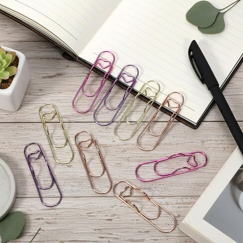 cobee 12 Pcs Metal Pen Holder Clips for Notebook, 2.8 Inch Jumbo Heart Paper Clips Portable Pencil Clip Holder Planner Accessories for Notebooks Books Papers Journal Jumbo Office Supplies(4 Colors) in Saudi Arabia