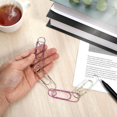 cobee 12 Pcs Metal Pen Holder Clips for Notebook, 2.8 Inch Jumbo Heart Paper Clips Portable Pencil Clip Holder Planner Accessories for Notebooks Books Papers Journal Jumbo Office Supplies(4 Colors) in Saudi Arabia