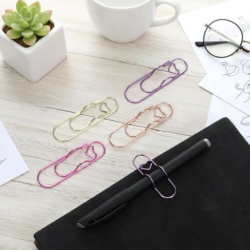 cobee 12 Pcs Metal Pen Holder Clips for Notebook, 2.8 Inch Jumbo Heart Paper Clips Portable Pencil Clip Holder Planner Accessories for Notebooks Books Papers Journal Jumbo Office Supplies(4 Colors) in Saudi Arabia