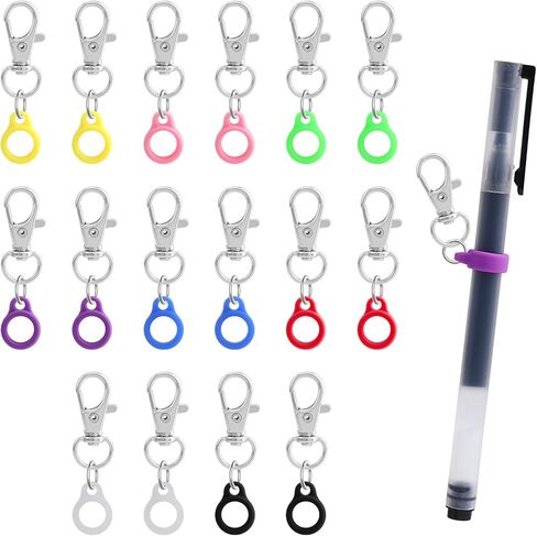 16PCS Pen Holder Clips Retractable Pen Holder for Lanyard Colorful Silicone Clips with Lobster Clasps Clip on Pens Converter for Badge Mini Sharpie Badge Reel Accessories for Nurse Teacher Student in Saudi Arabia