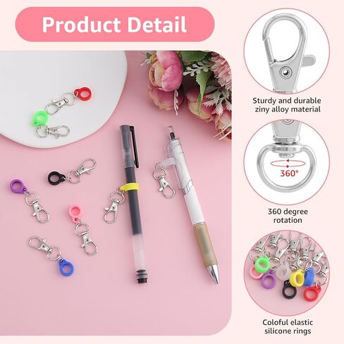 16PCS Pen Holder Clips Retractable Pen Holder for Lanyard Colorful Silicone Clips with Lobster Clasps Clip on Pens Converter for Badge Mini Sharpie Badge Reel Accessories for Nurse Teacher Student in Saudi Arabia