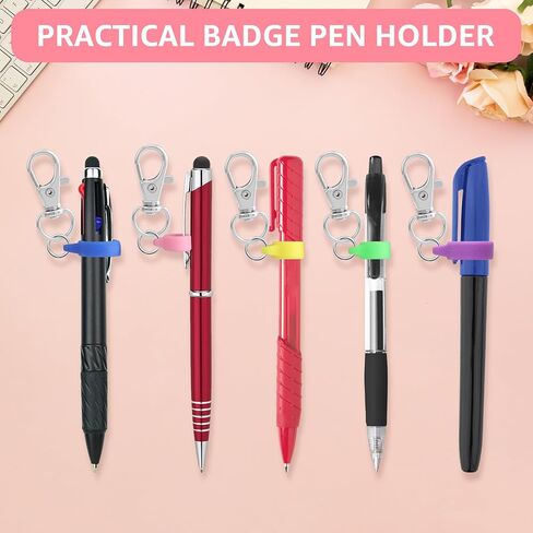 16PCS Pen Holder Clips Retractable Pen Holder for Lanyard Colorful Silicone Clips with Lobster Clasps Clip on Pens Converter for Badge Mini Sharpie Badge Reel Accessories for Nurse Teacher Student in Saudi Arabia