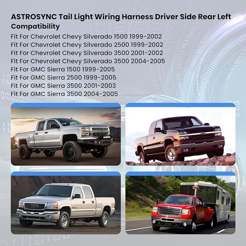 ASTROSYNC Tail Light Wiring Harness Driver Side Rear Left Fit for Chevy Chevrolet Silverado GMC Sierra 1500 2500 3500 1999 2000 2001 2002 2003 2004 2005 Replace 88986854 in Kuwait