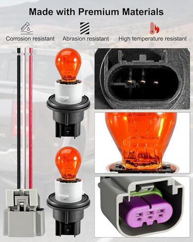 حامل مقبس ضوء إشارة الانعطاف مناسب لـ Dodge Ram 1500 2500 3500 2009-2012 استبدال 68083021AA، مع حزام الأسلاك ومصباح المصباح، قطعتان in Kuwait