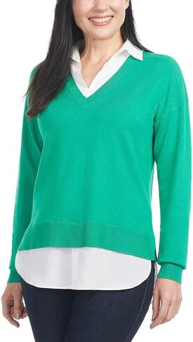 Green V-neck Sweater & Top Combo by Hilary Radley in Kuwait